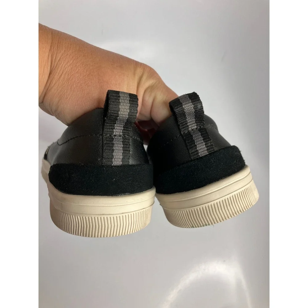 TOMS TRVL LITE Slip On Sneakers Womens 9 Black Leather Excellent Low Top Shoes